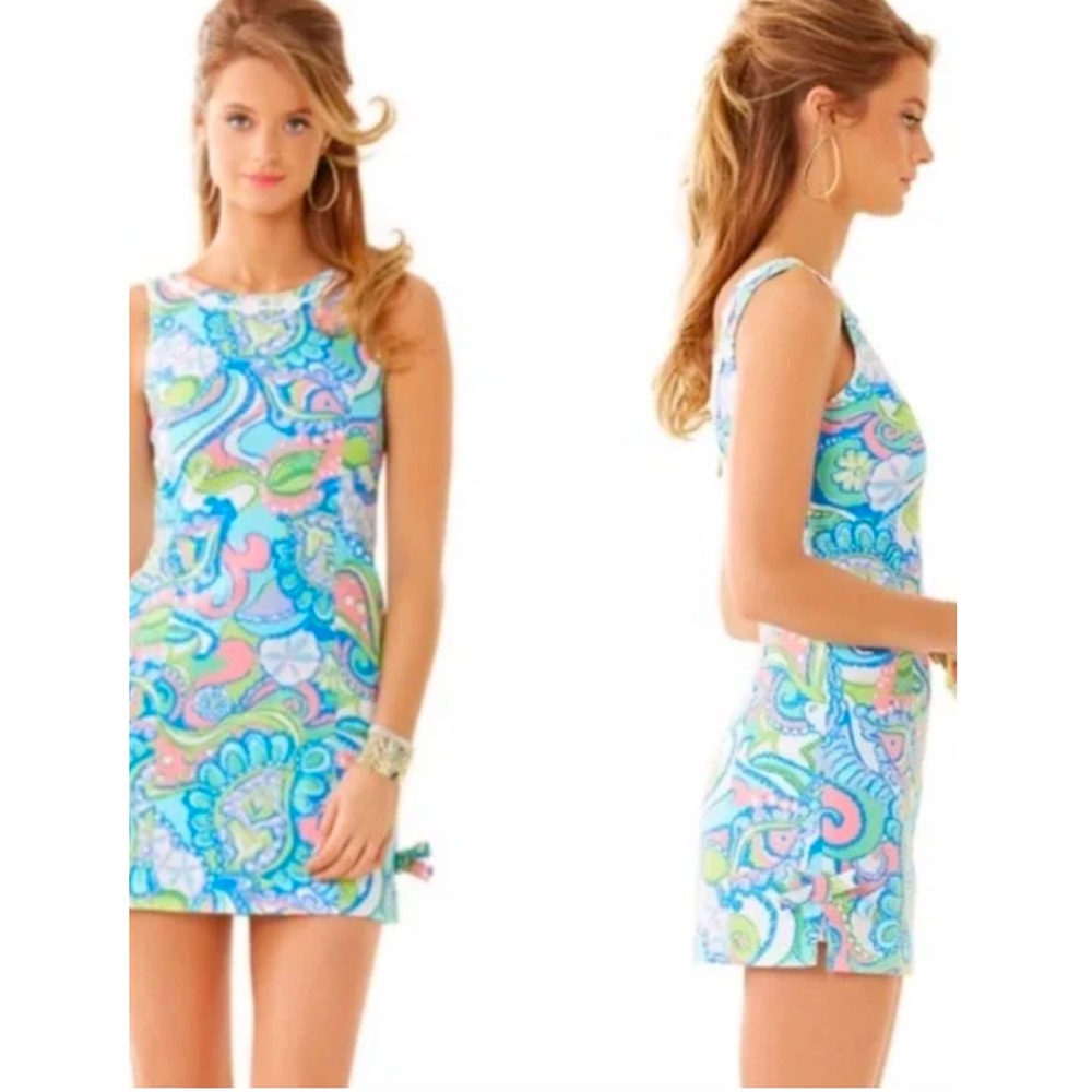 Lilly Pulitzer Mila Shift Dress Womens 8 Multi Spiced Coral Lace Bows Excellent